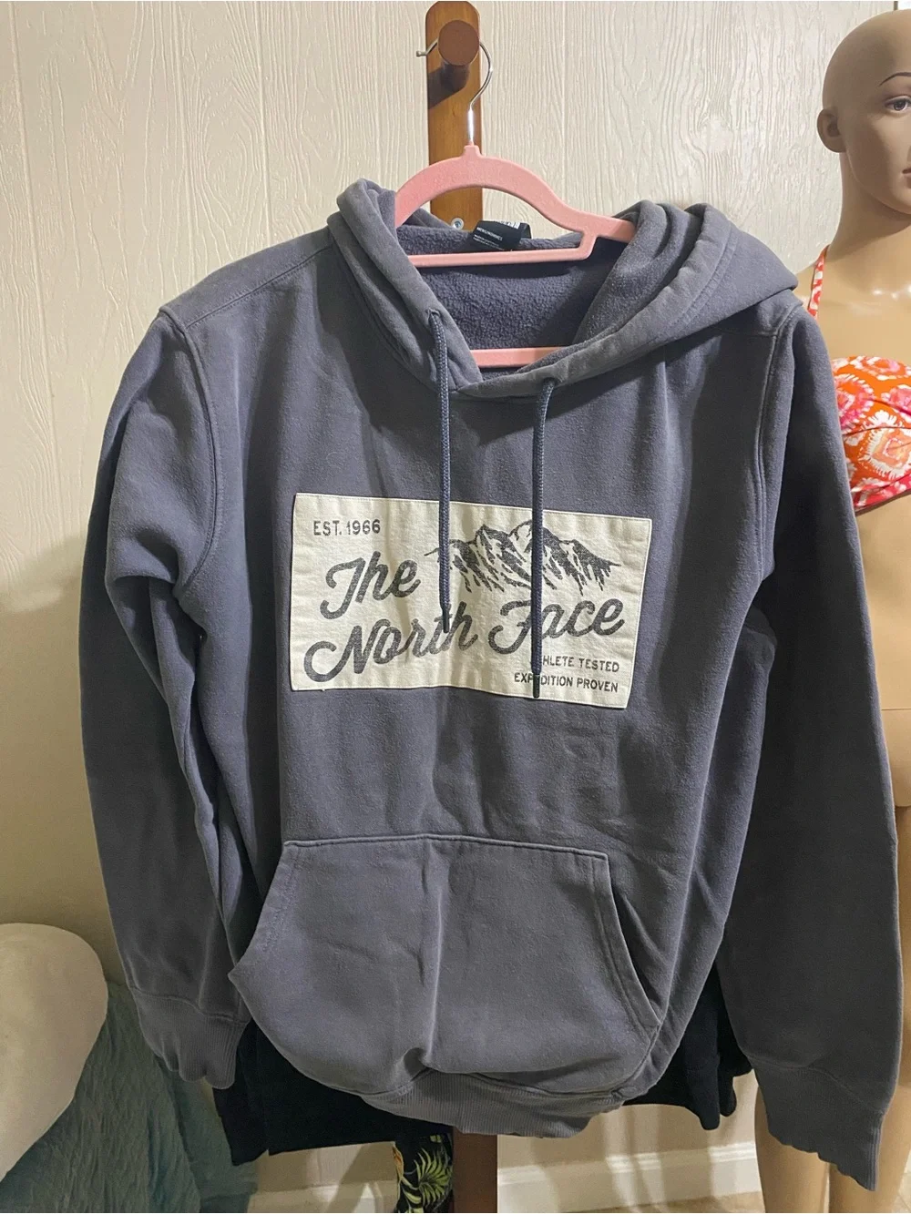 The North Face Charcoal Gray Hoodie with White Logo